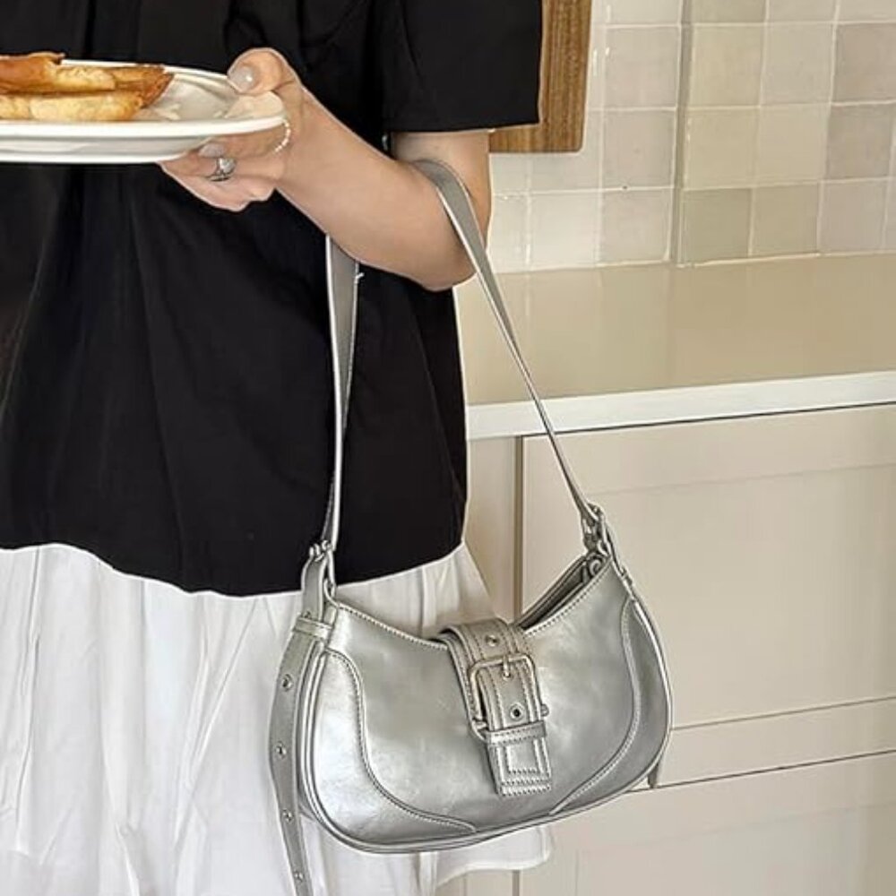 Neiman Marcus Houndstooth Fall Silver Striped Han… - image 1